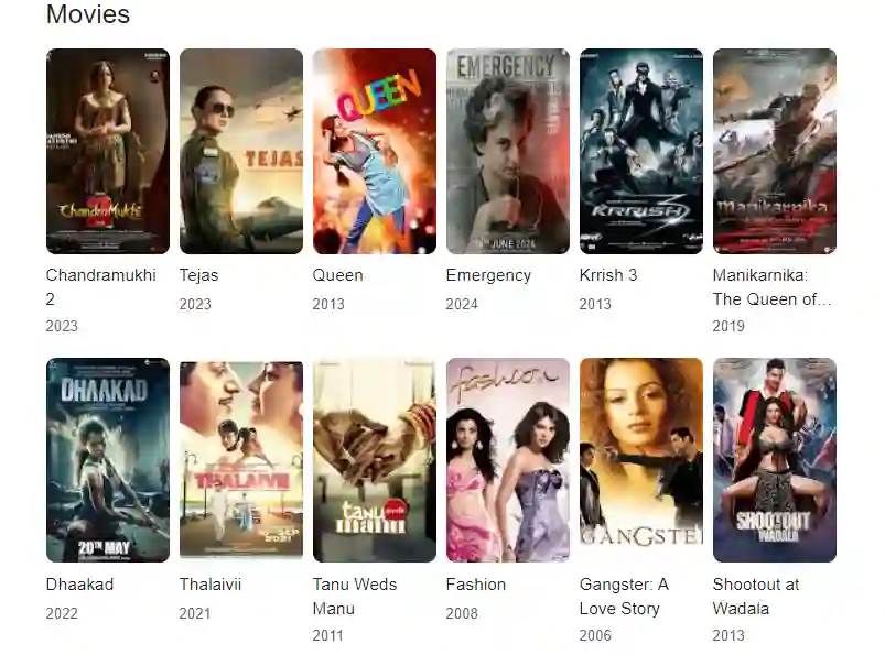 Kangana Ranaut's Bollywood Movies