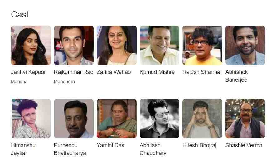 Mr. & Mrs. Mahi Movie Cast